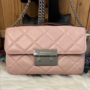Michael Kors Sloan Small Quilted Messenger Leather Cross Body Ballet